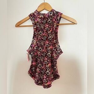 Free People Movement - Wishful Floral Printed Tank Top in Mulberry - Size XS